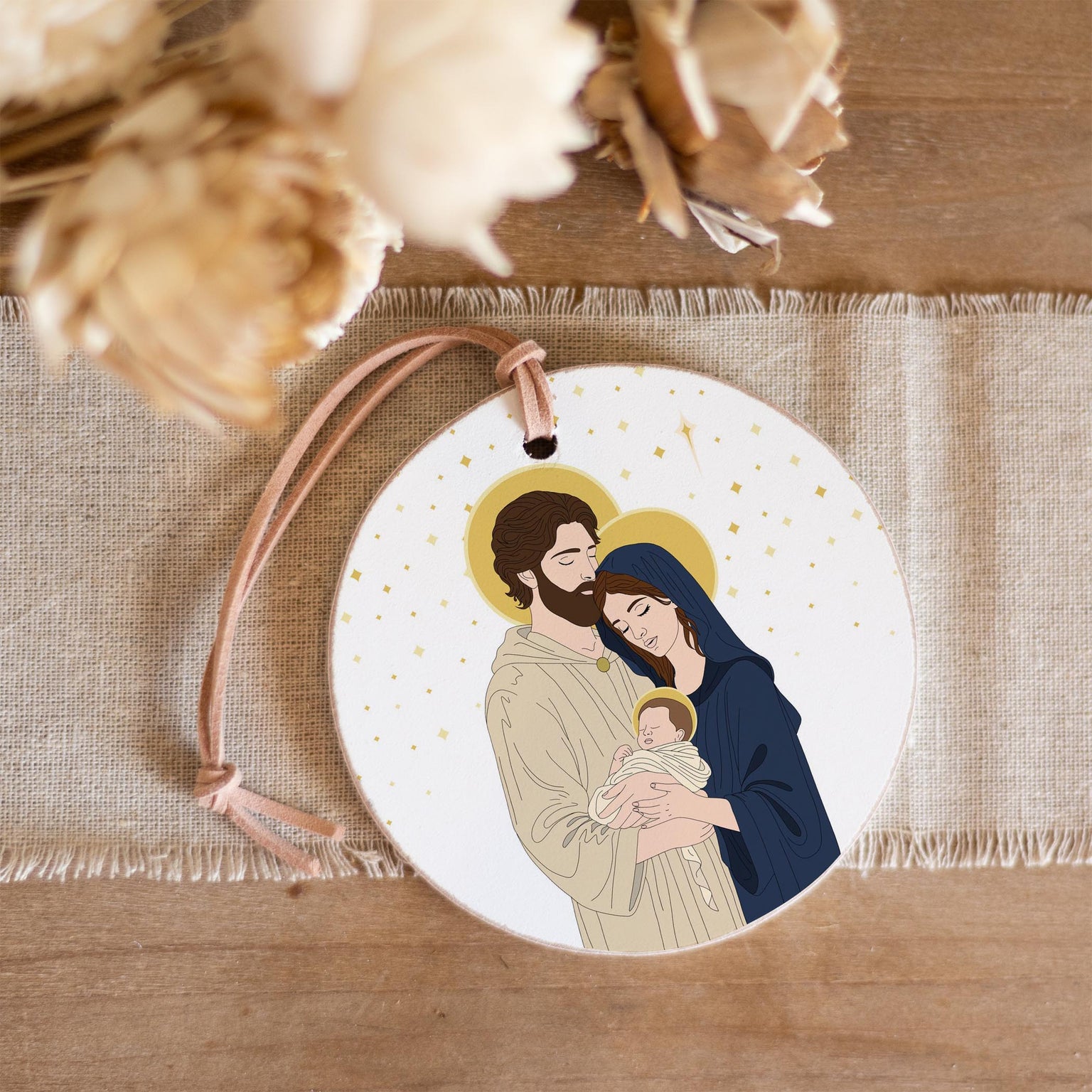 Holy Family Stars 4" Round Ornament