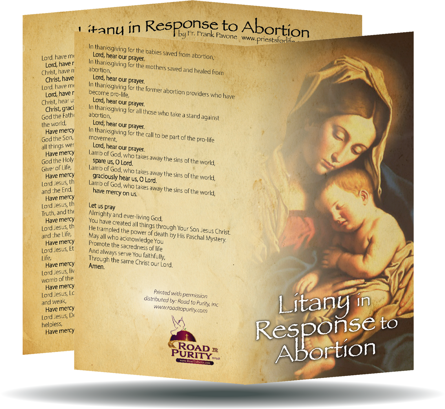 Litany in Response to Abortion  - Prayer Card / 3" x 6" folded (c)