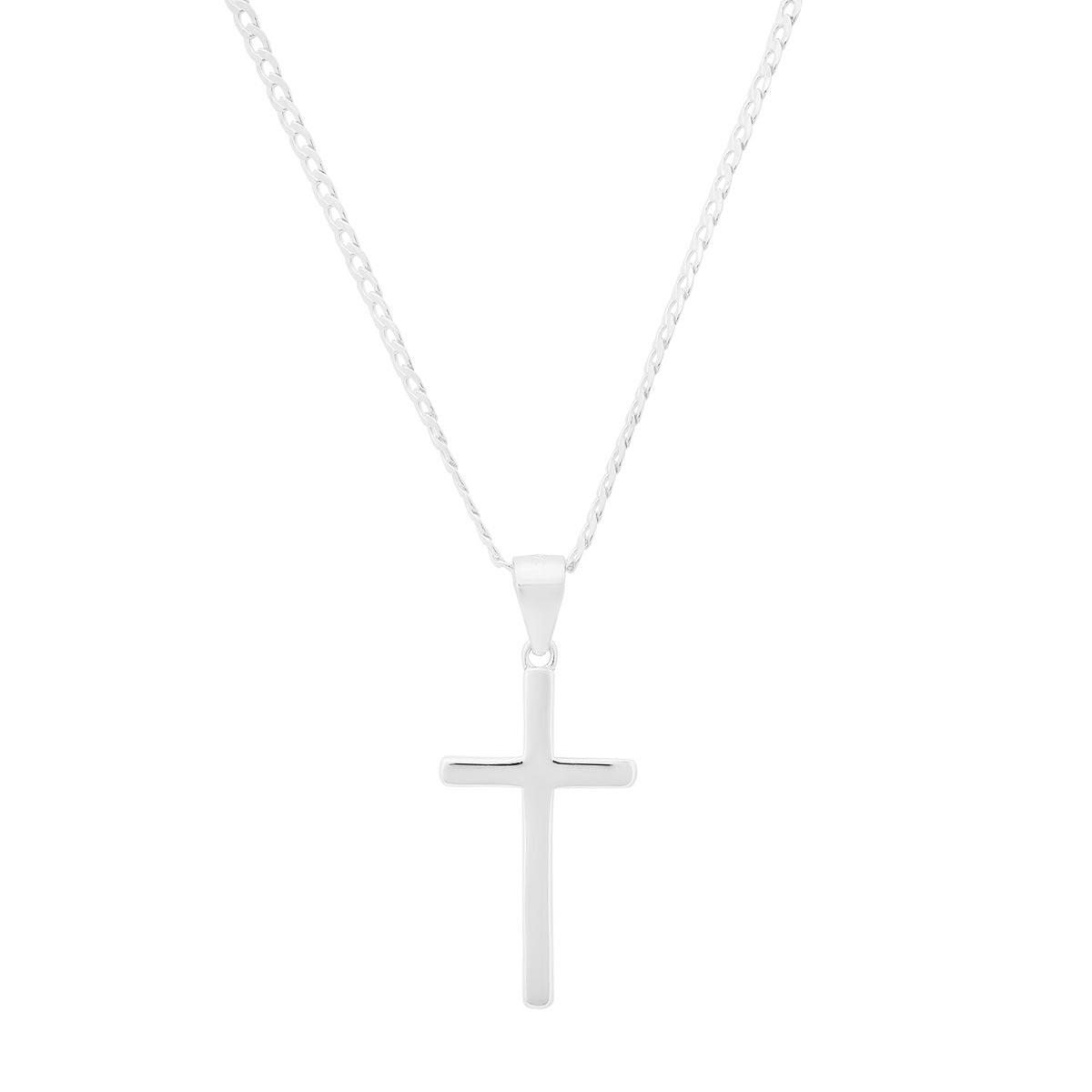 Sterling Silver Rope Chain And Cross Pendant