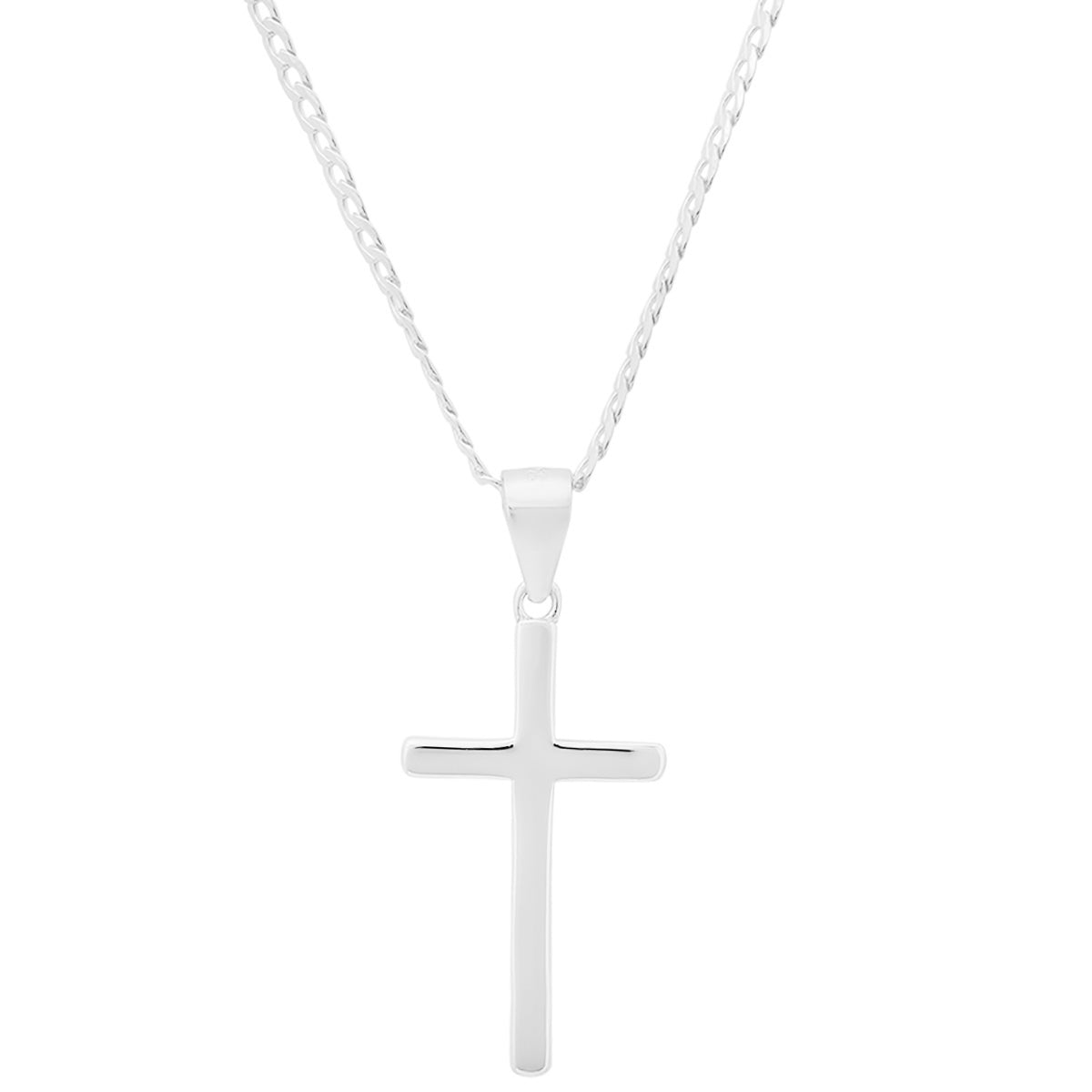 Sterling Silver Rope Chain And Cross Pendant