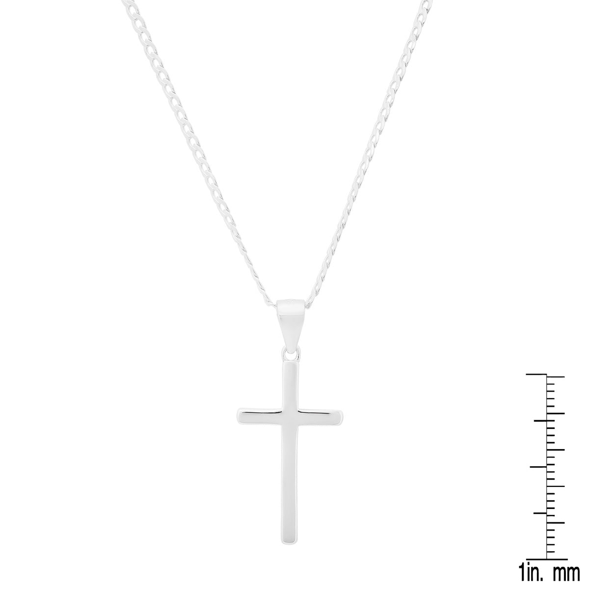 Sterling Silver Rope Chain And Cross Pendant