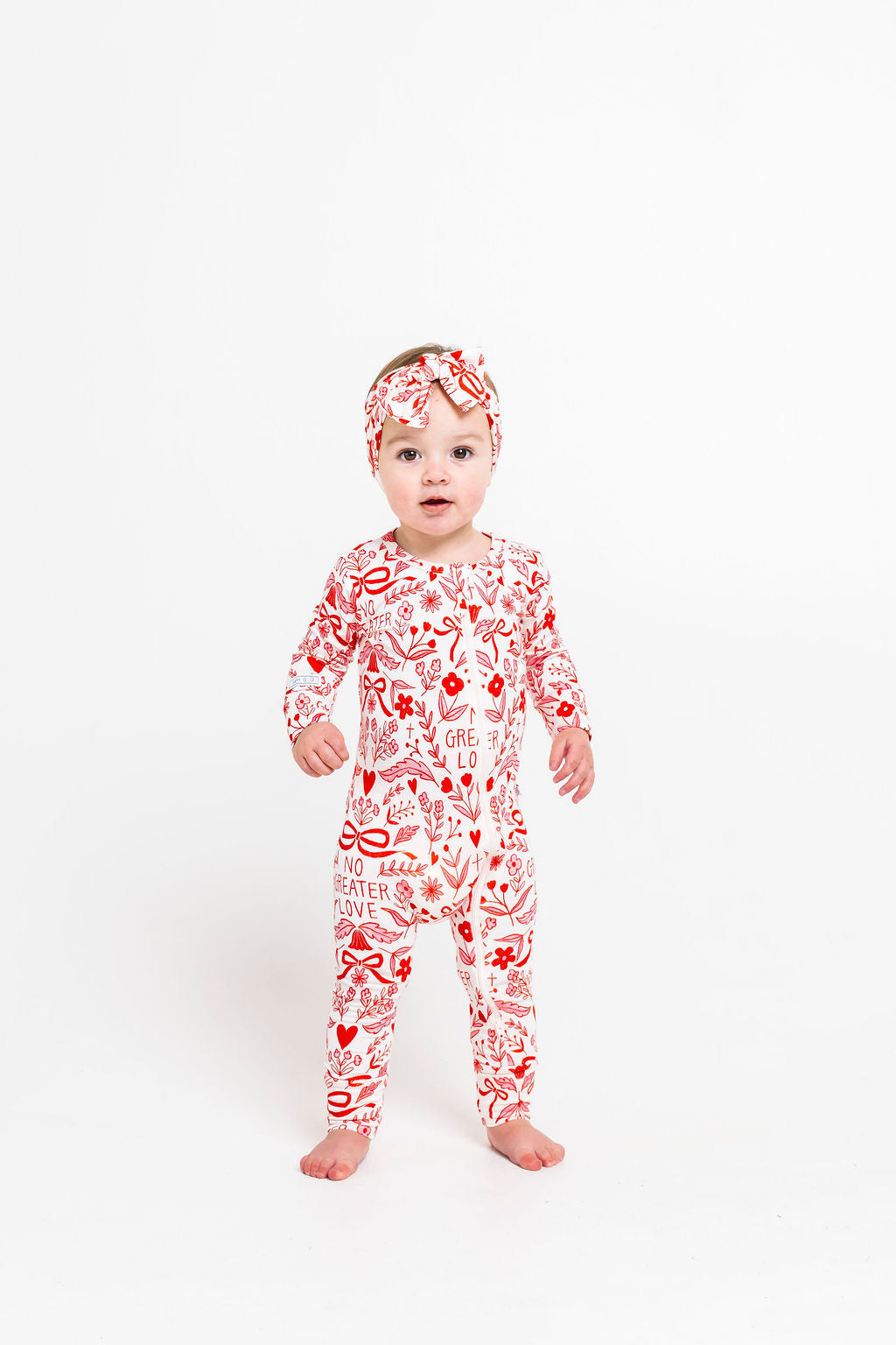No Greater Love Pink Footless Onesie Bamboo