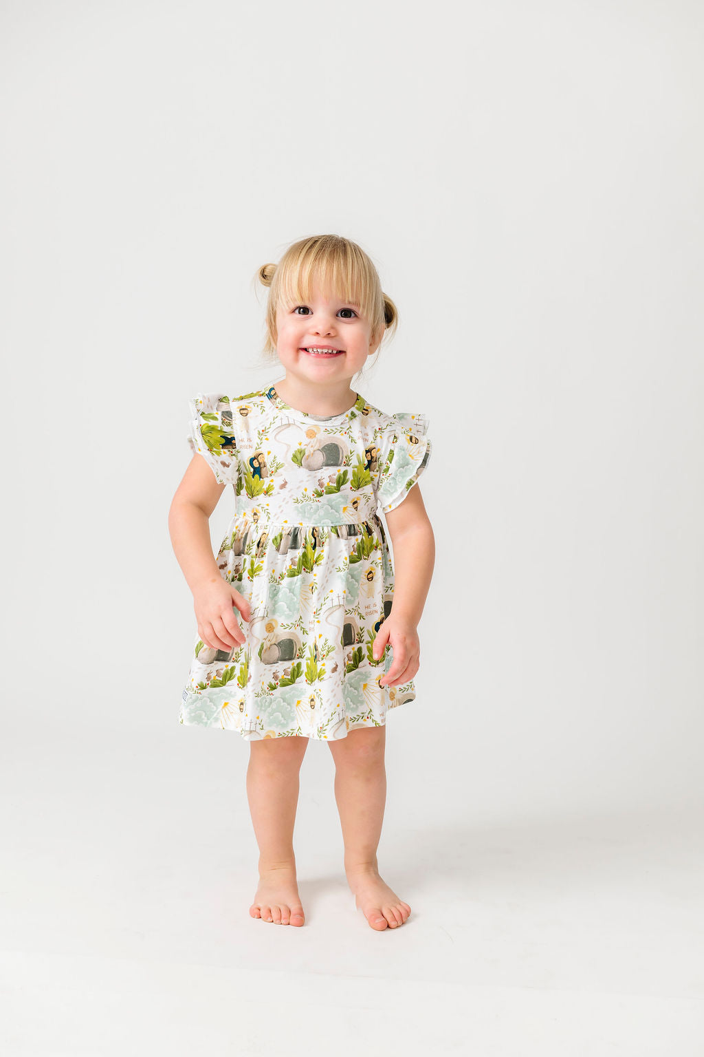 He Is Risen Short Sleeve Twirl Dress Bodysuit Cotton