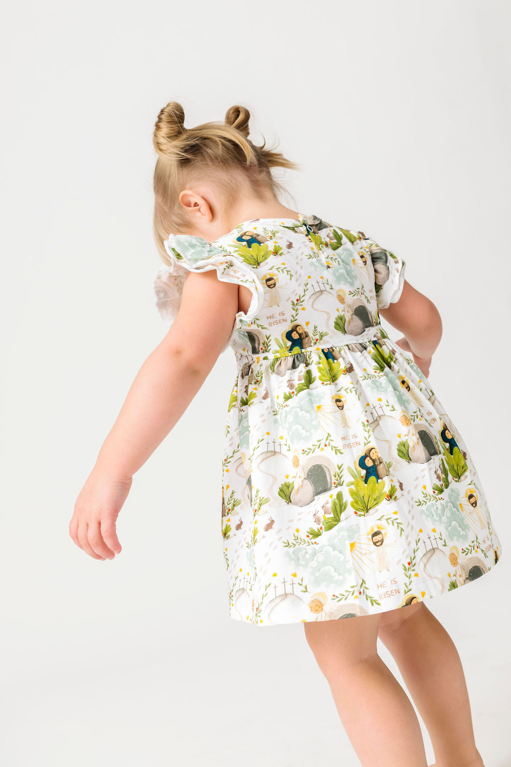 He Is Risen Short Sleeve Twirl Dress Bodysuit Cotton