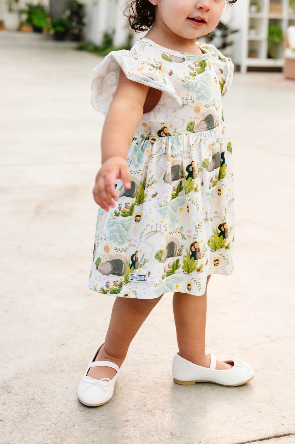 He Is Risen Short Sleeve Twirl Dress Bodysuit Cotton