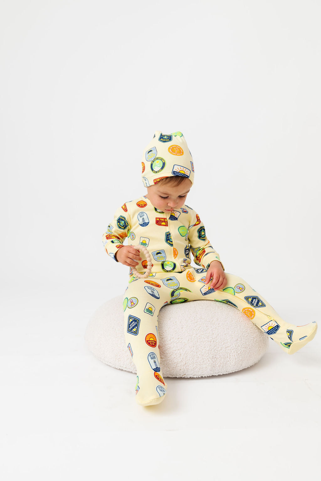 Be the Light Badges PJ Footed Onesie Cotton