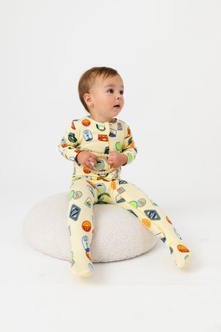 Be the Light Badges PJ Footed Onesie Cotton