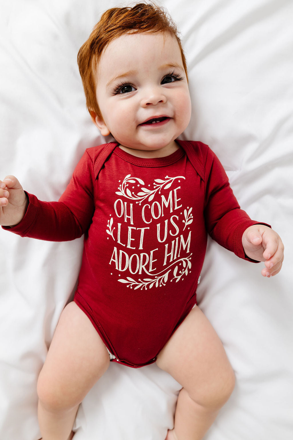 Baby Let Us Adore Him Bodysuit Cotton | Long Sleeve