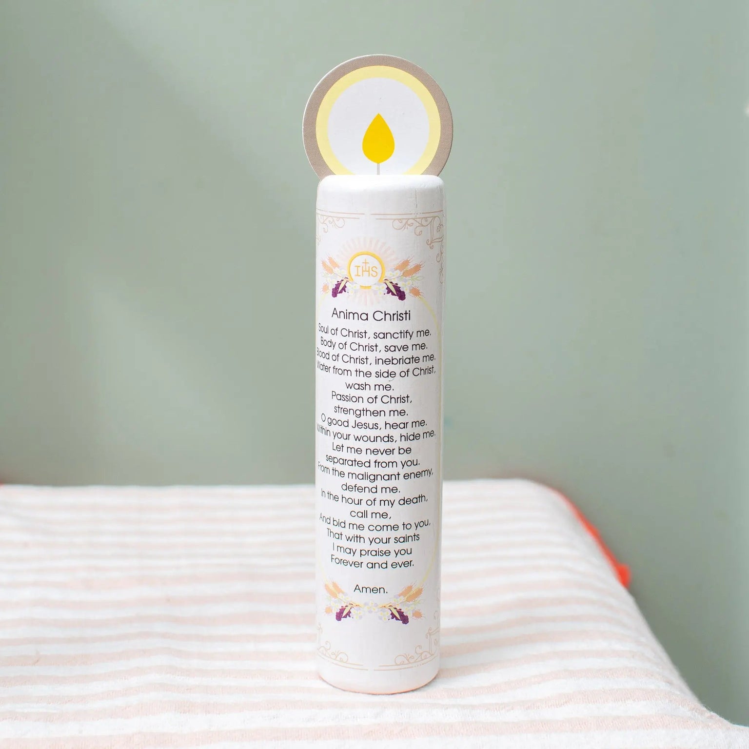 Jesus, the Bread of Life  (Anima Christi) Wooden Prayer Candle