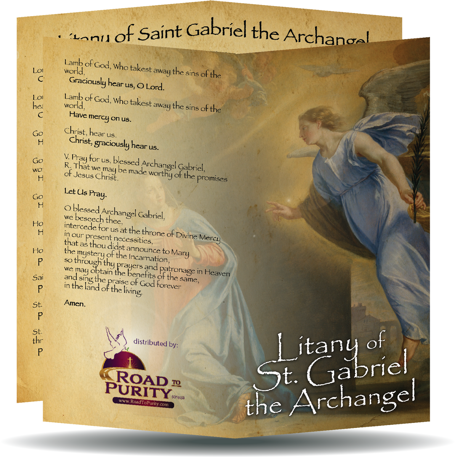 Litany of St Gabriel the Archangel  - Prayer Card / 3" x 6" folded (c)