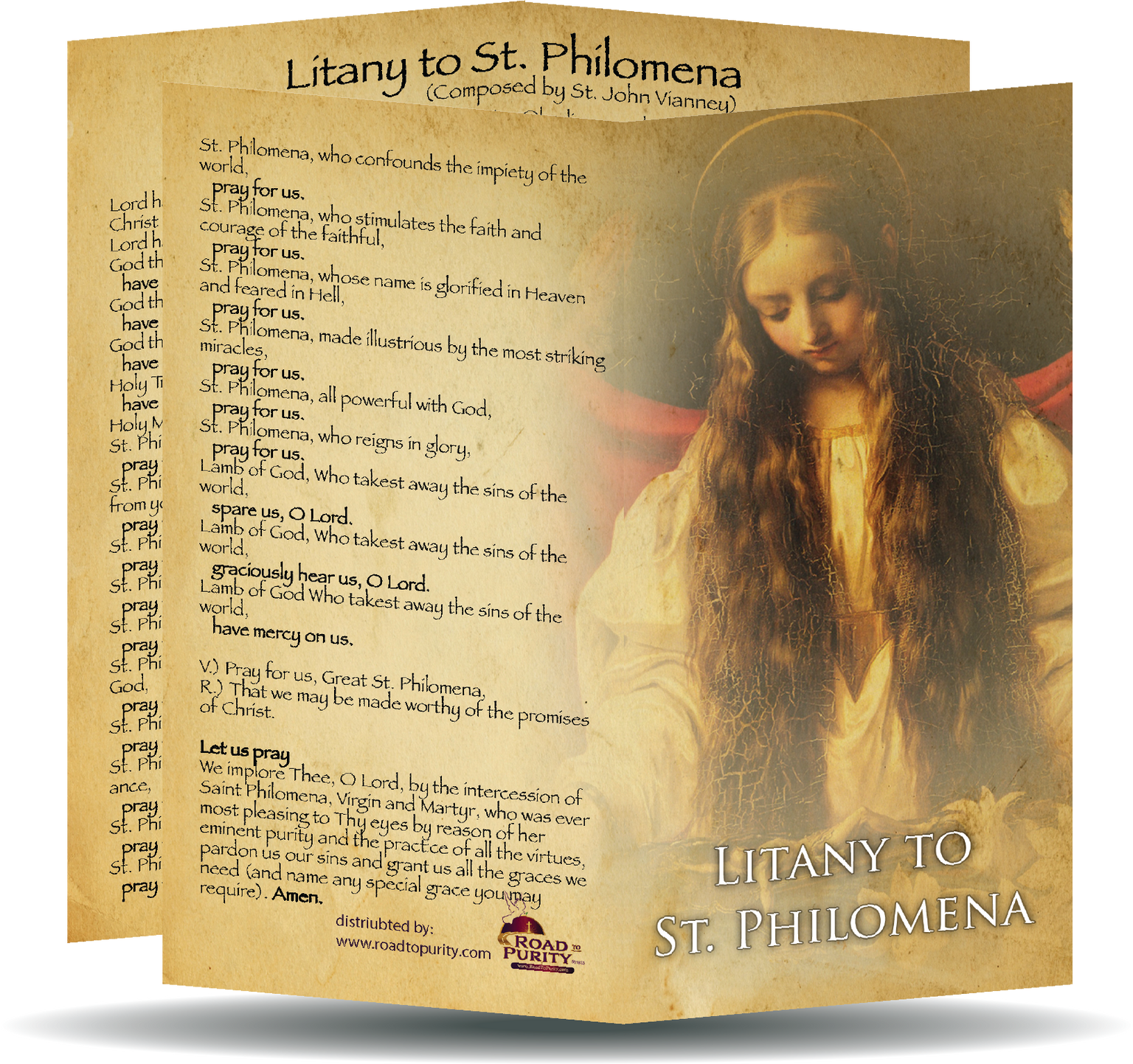 Litany to St Philomena - Prayer Card / 3" x 6" folded (c)