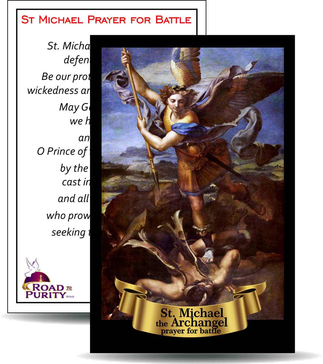 St Michael Prayer for Battle - Holy Card / 2 1/4"x 3 1/2" (b) (C)