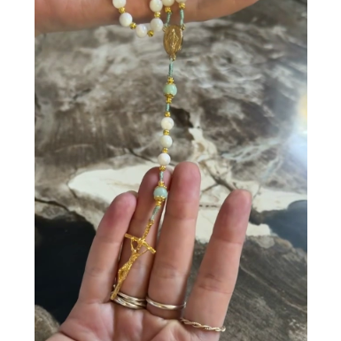 Handmade Mother of Pearl Gemstone Rosary Bundle