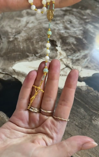 Handmade Mother of Pearl Gemstone Rosary Bundle