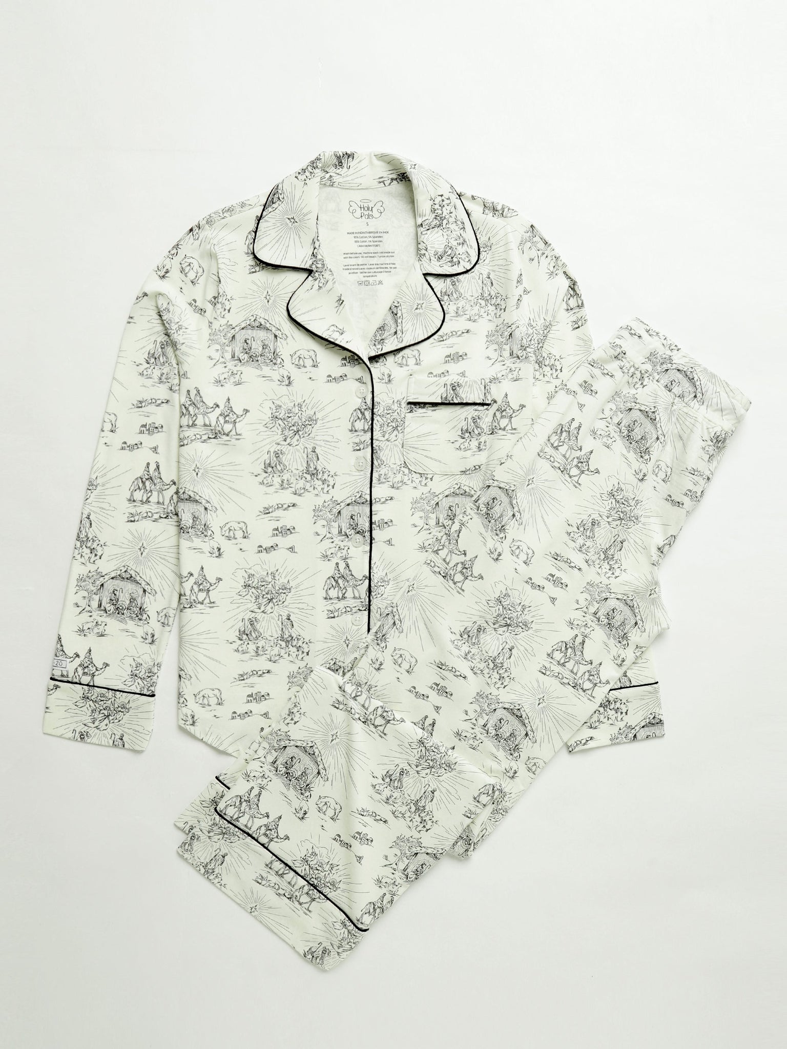O Little Town of Bethlehem Womens Notch Collar PJ Set Cotton