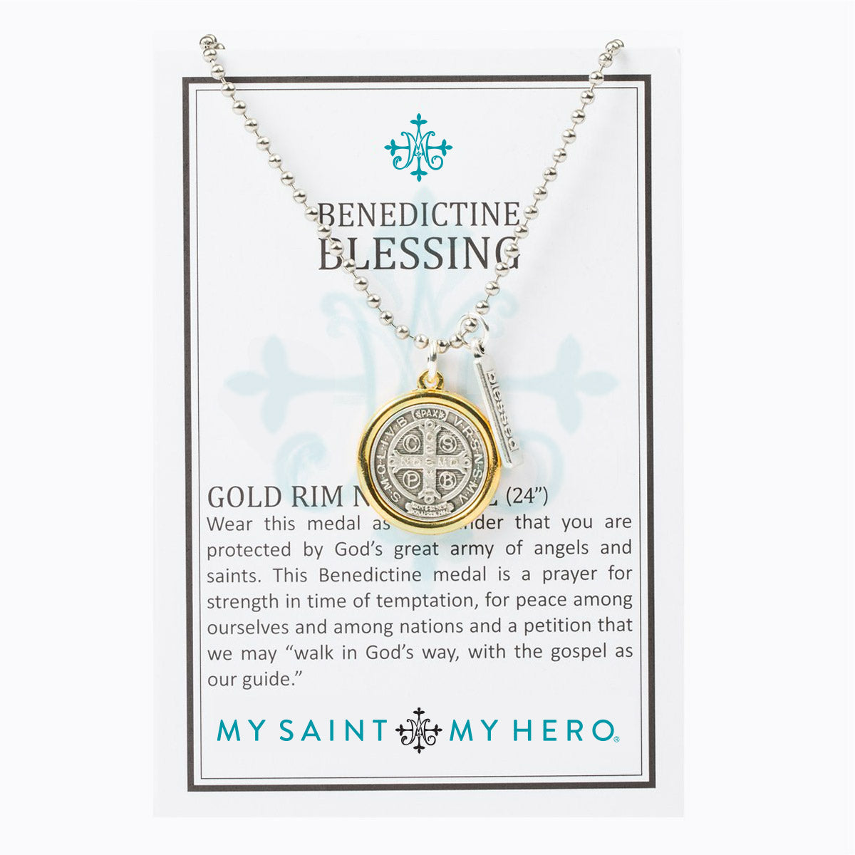 Benedictine Blessing Gold Rim Necklaces