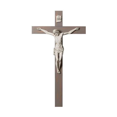 40"H Crucifix | Carrara | Grey Oak Cross