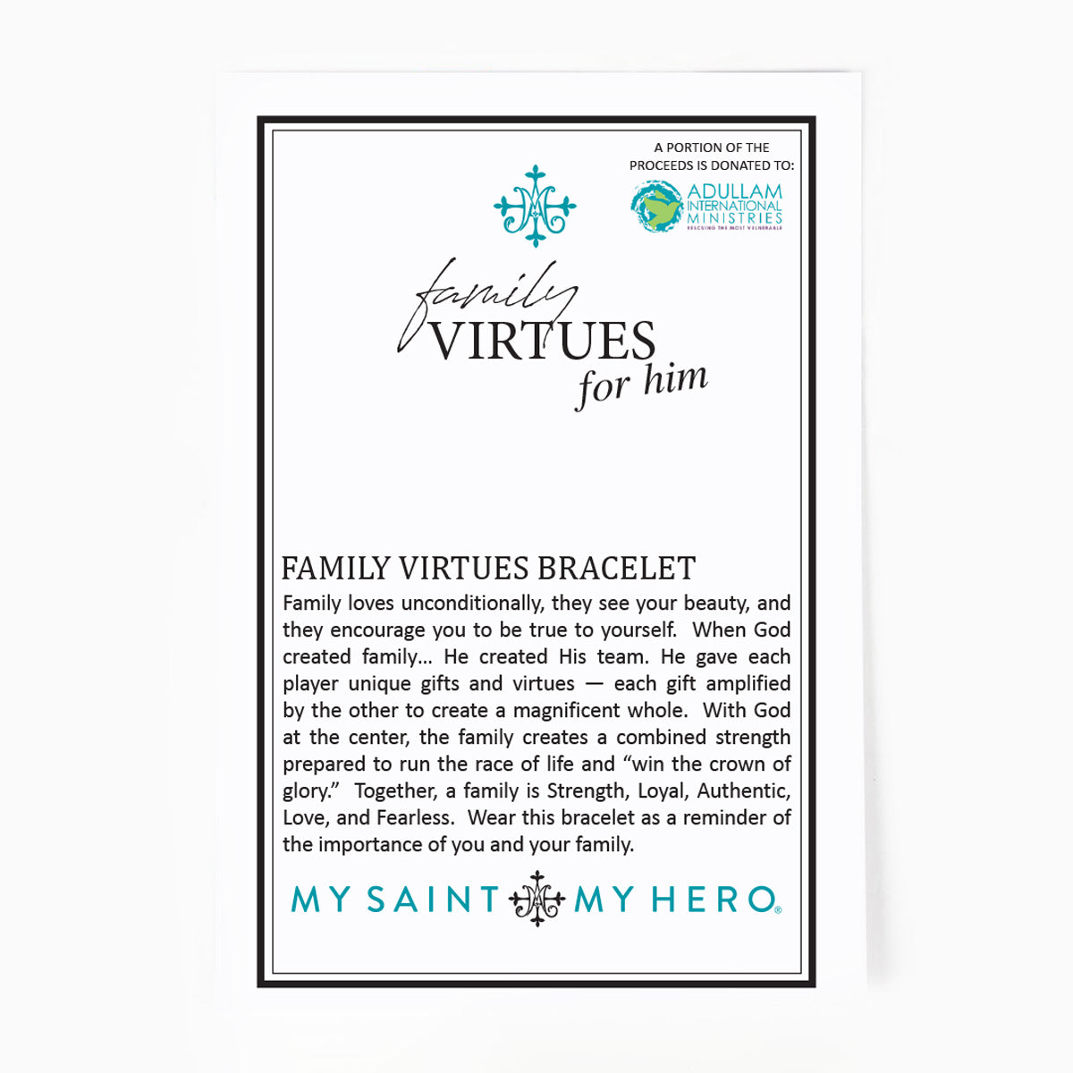 Family Virtues Bracelet for Him