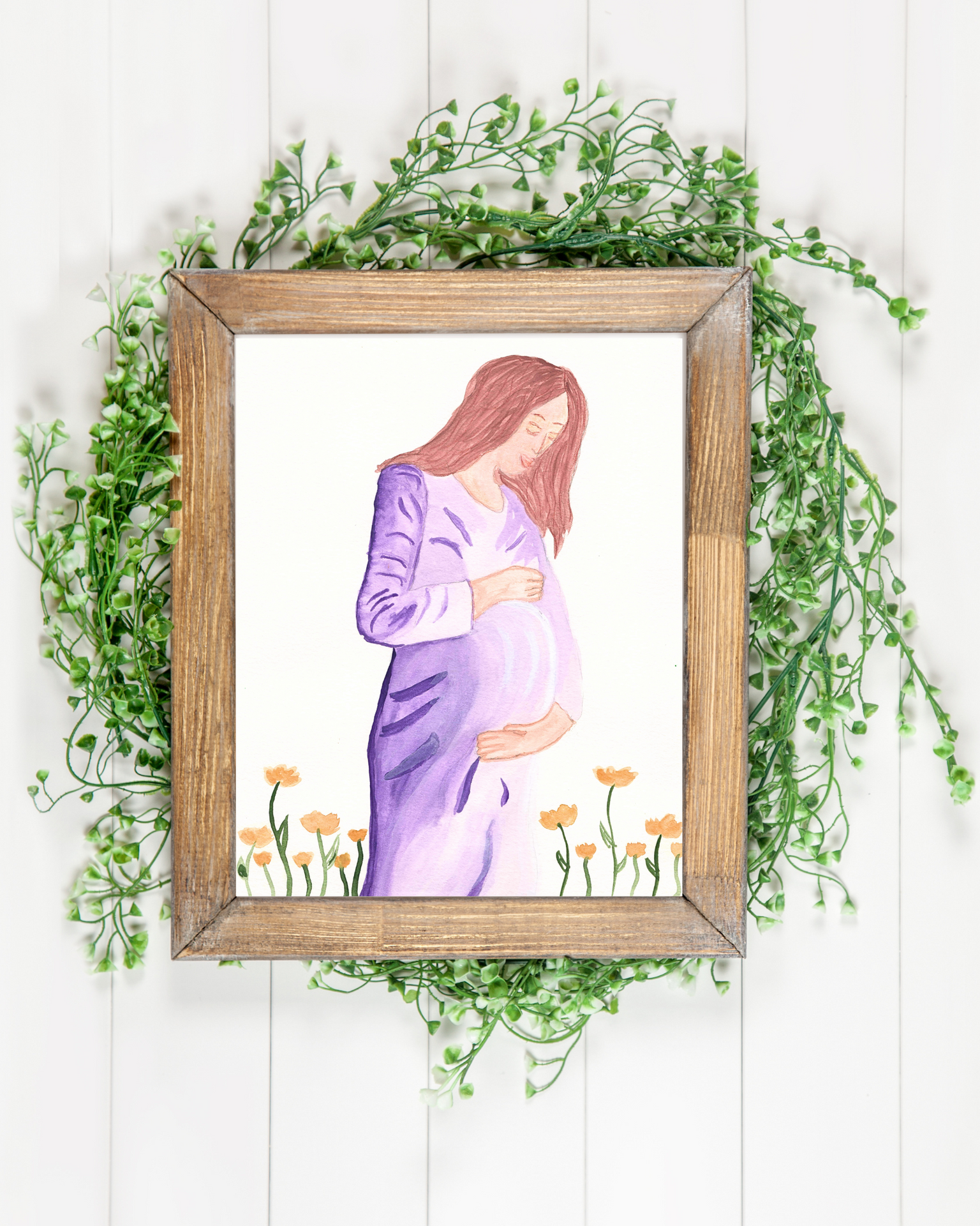 Pregnant Mom Watercolor Print