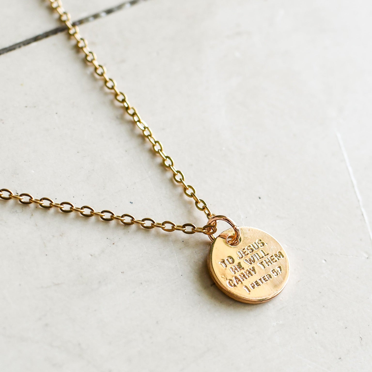 Give Your Worries to Jesus Gold Necklace