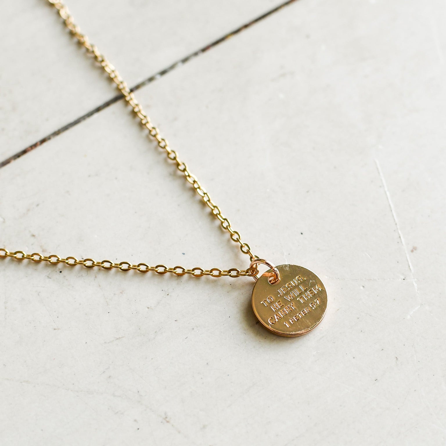 Give Your Worries to Jesus Gold Necklace