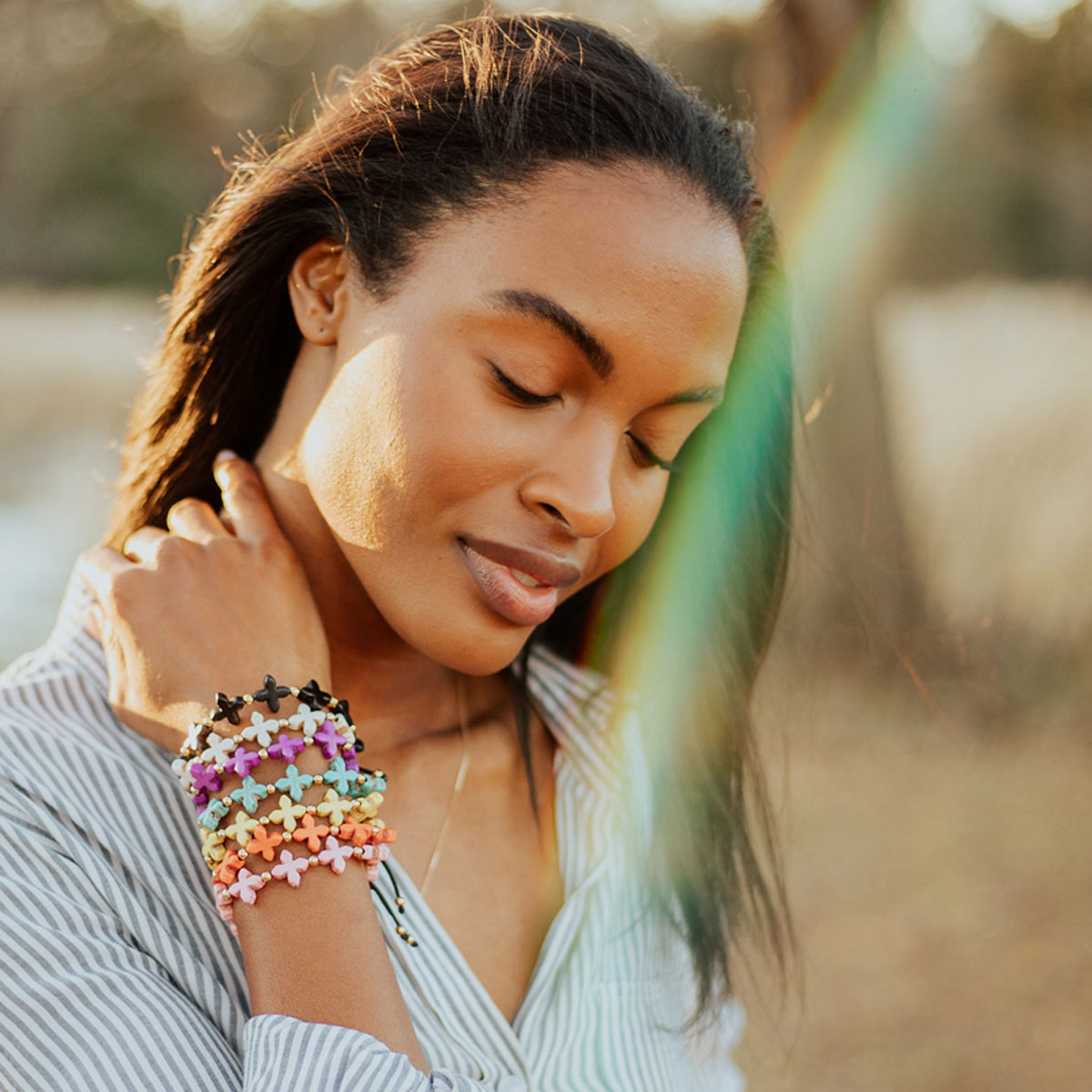 Grounded in Faith Beaded Cross Bracelet