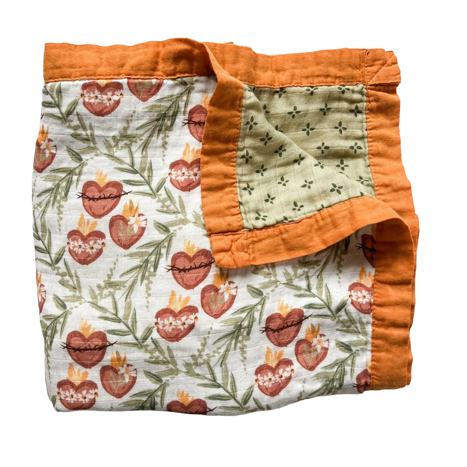Holy Family Hearts Luxury Double Sided Muslin Catholic Blanket