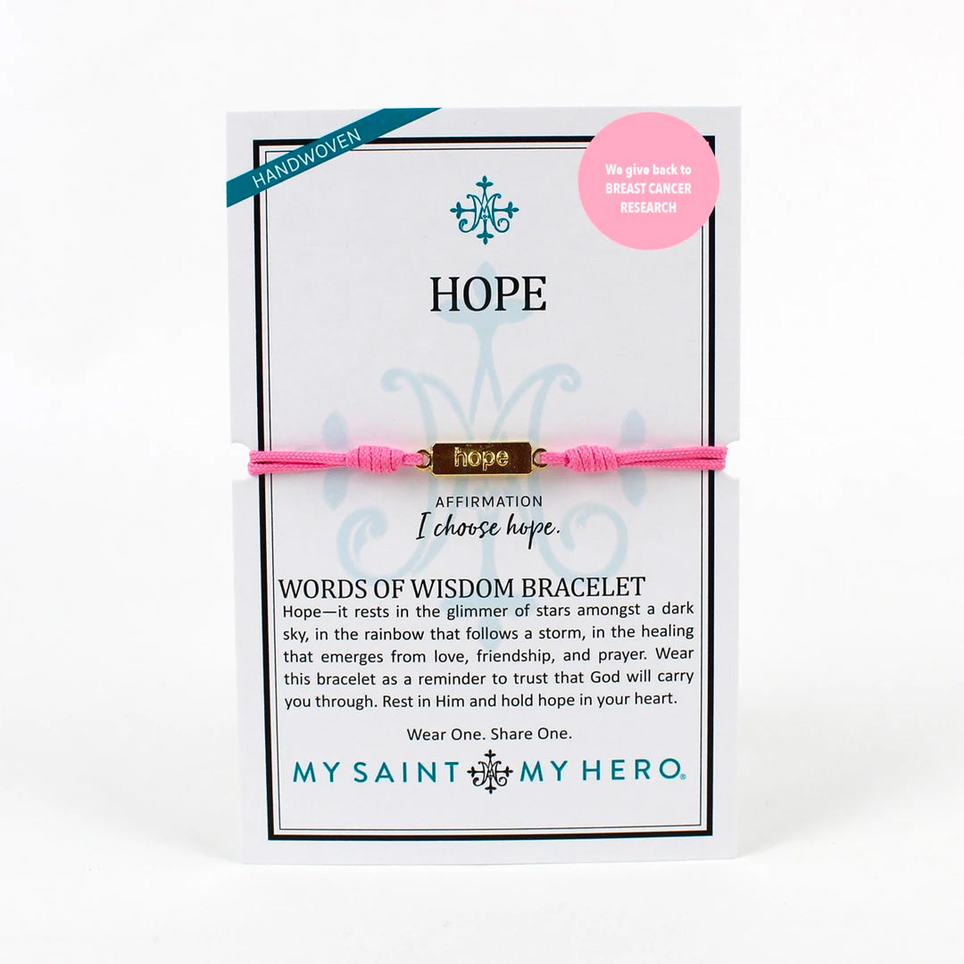 Hope -  Pink Words of Wisdom Breast Cancer Awareness Bracelet