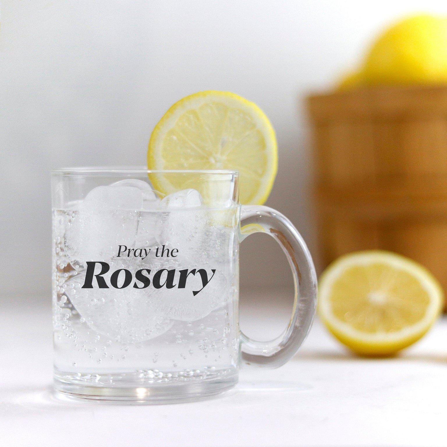 Pray The Rosary Glass Mug