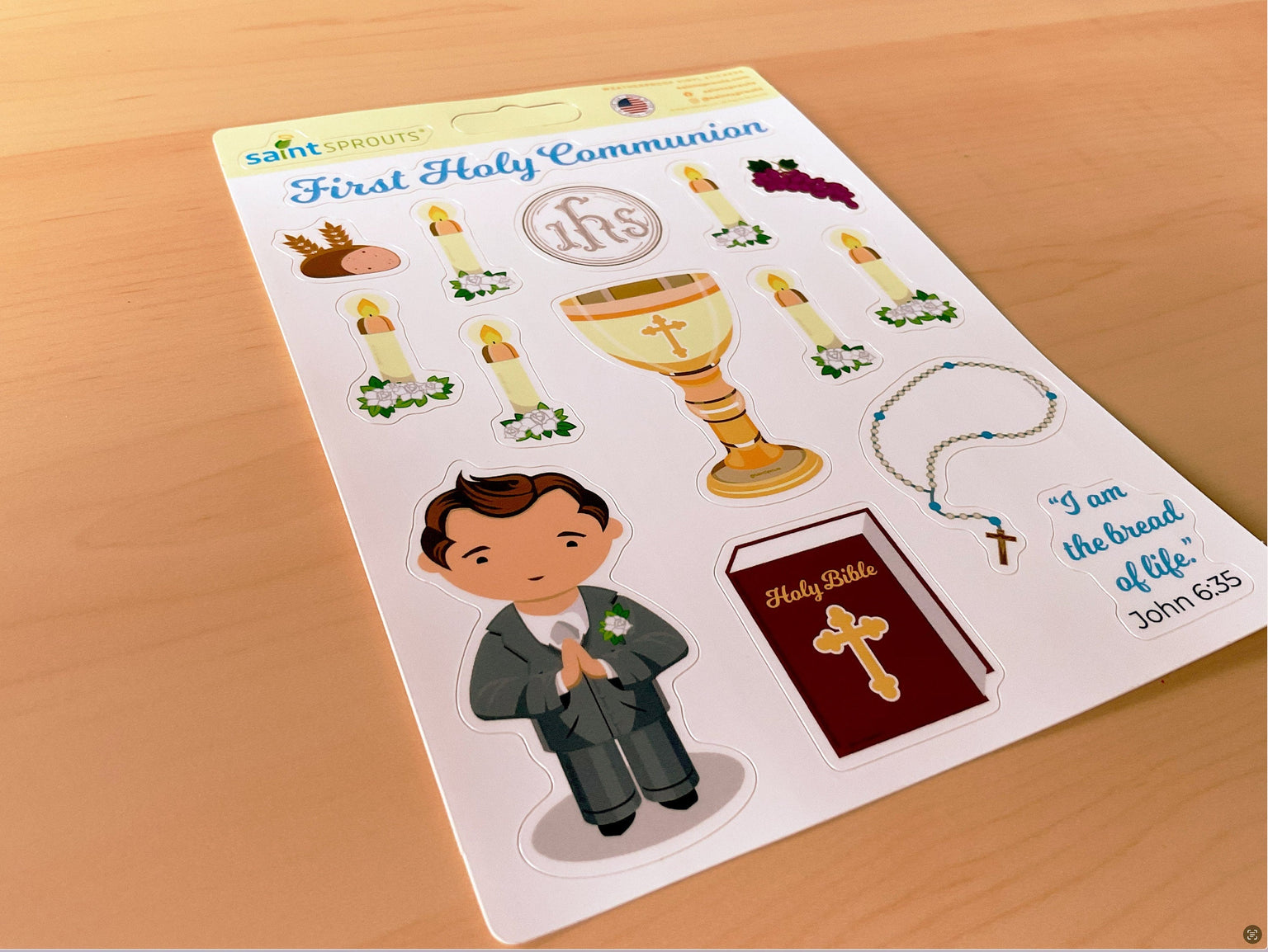 First Communion Sticker Sheet / Boy's First Holy Communion Sticker Sheet