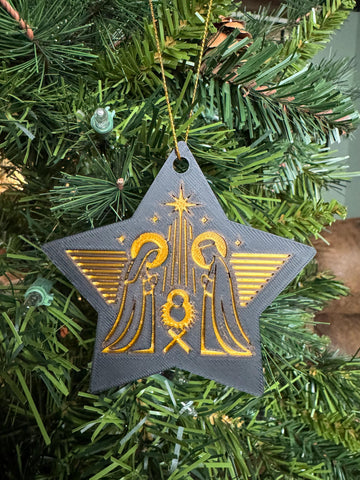 Nativity Scene Star Christmas Ornament