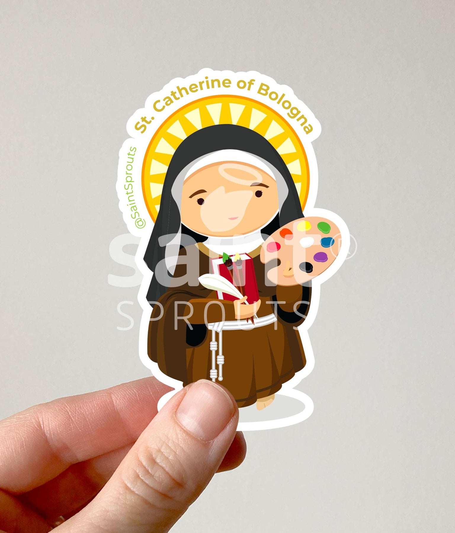 St. Catherine of Bologna Catholic Sticker – Patron Saint for Artists & Creatives
