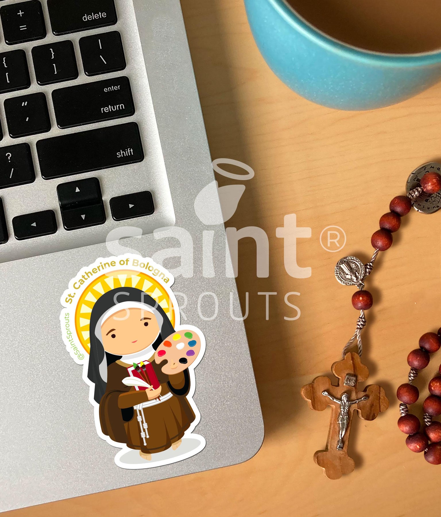 St. Catherine of Bologna Catholic Sticker – Patron Saint for Artists & Creatives
