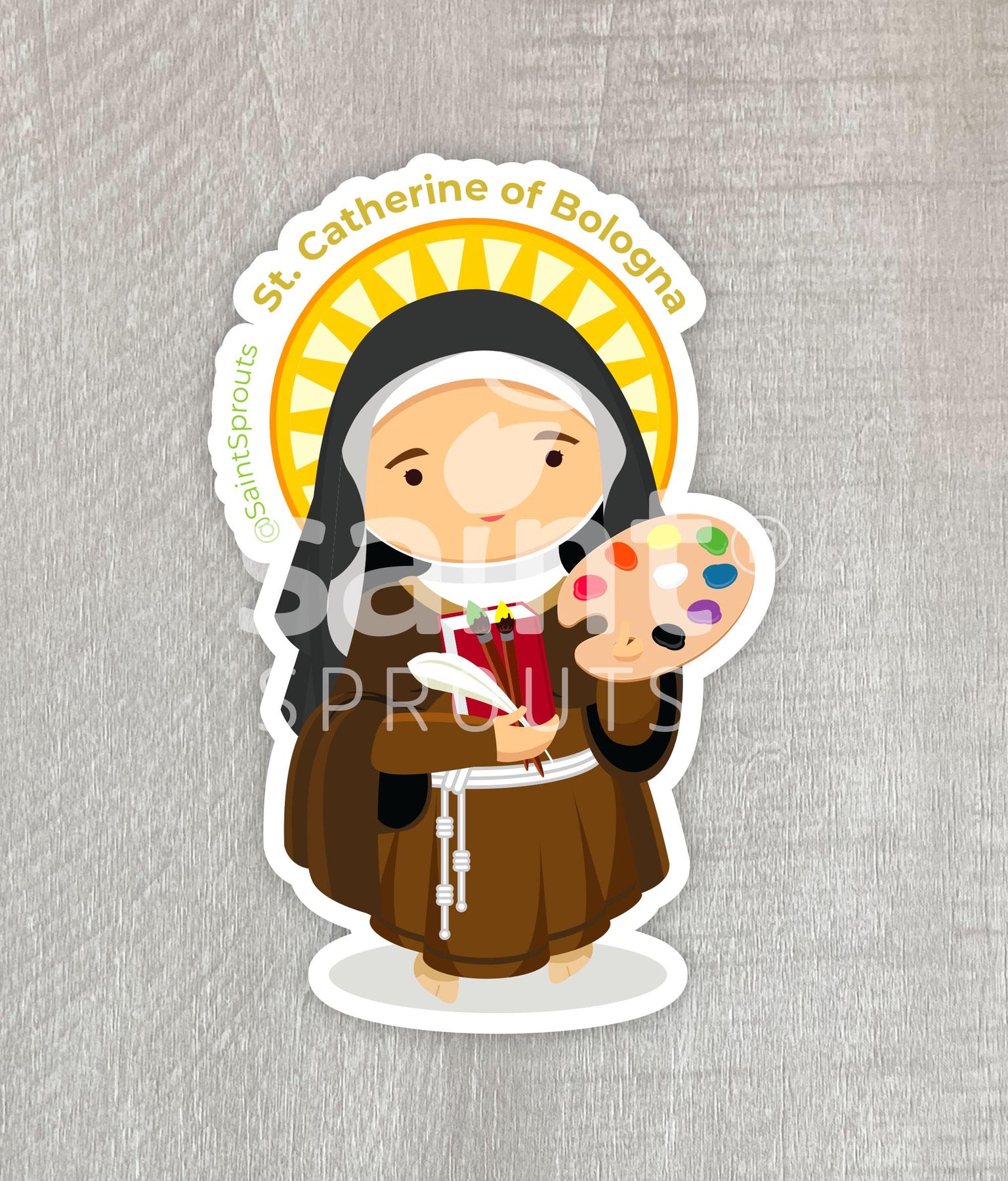 St. Catherine of Bologna Catholic Sticker – Patron Saint for Artists & Creatives