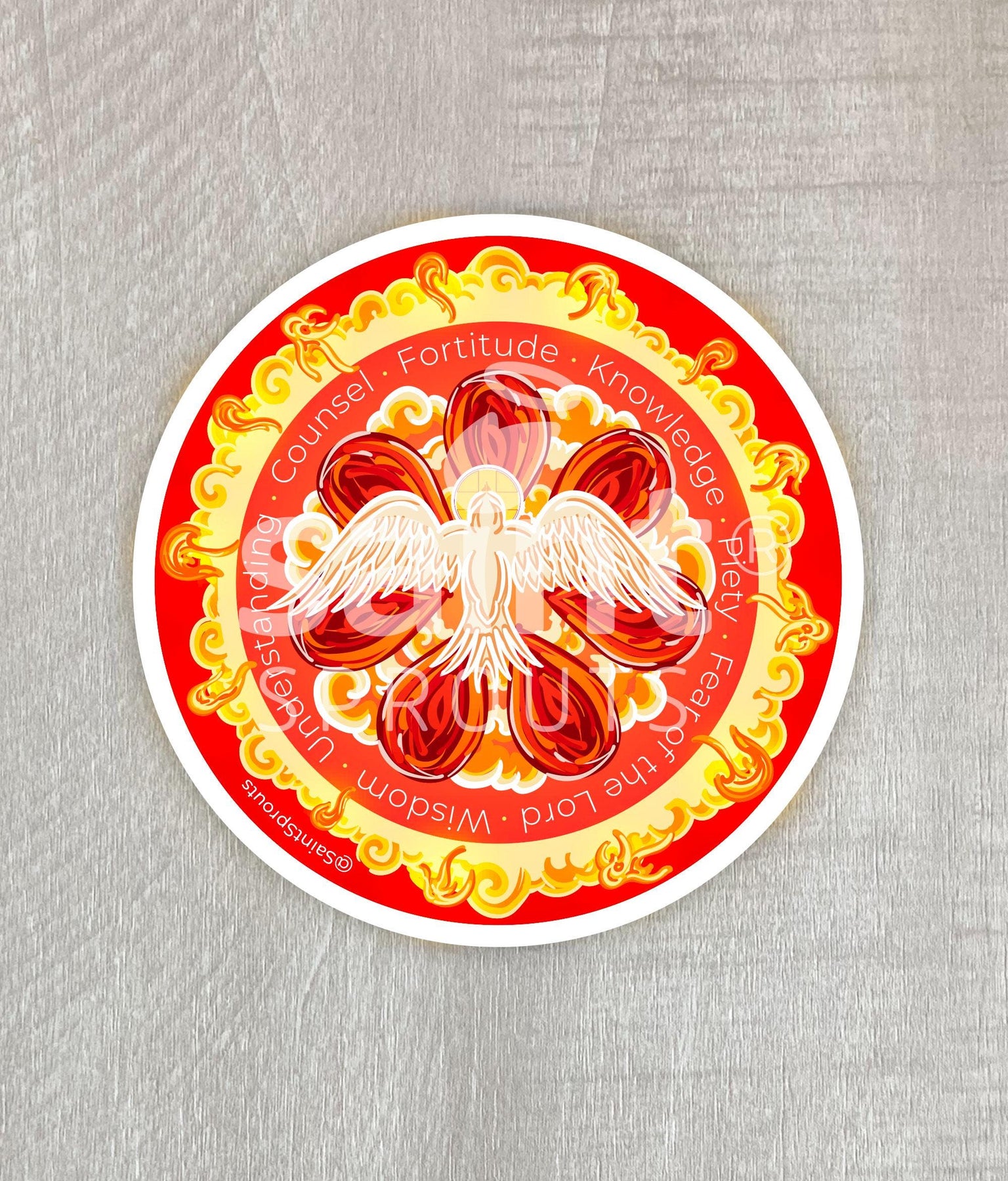 Holy Spirit Catholic Sticker – Dove and Tongues of Fire
