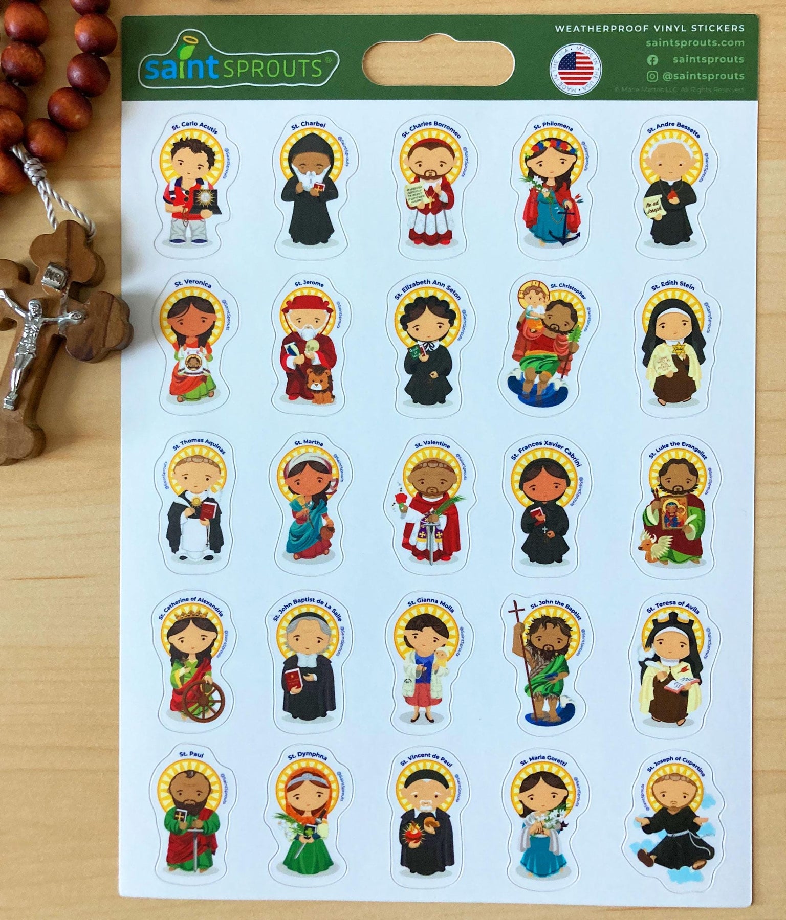 100 Saint Stickers Catholic Sticker Sheets - VERSIONS 1, 2, 3, 4