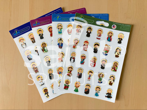 100 Saint Stickers Catholic Sticker Sheets - VERSIONS 1, 2, 3, 4