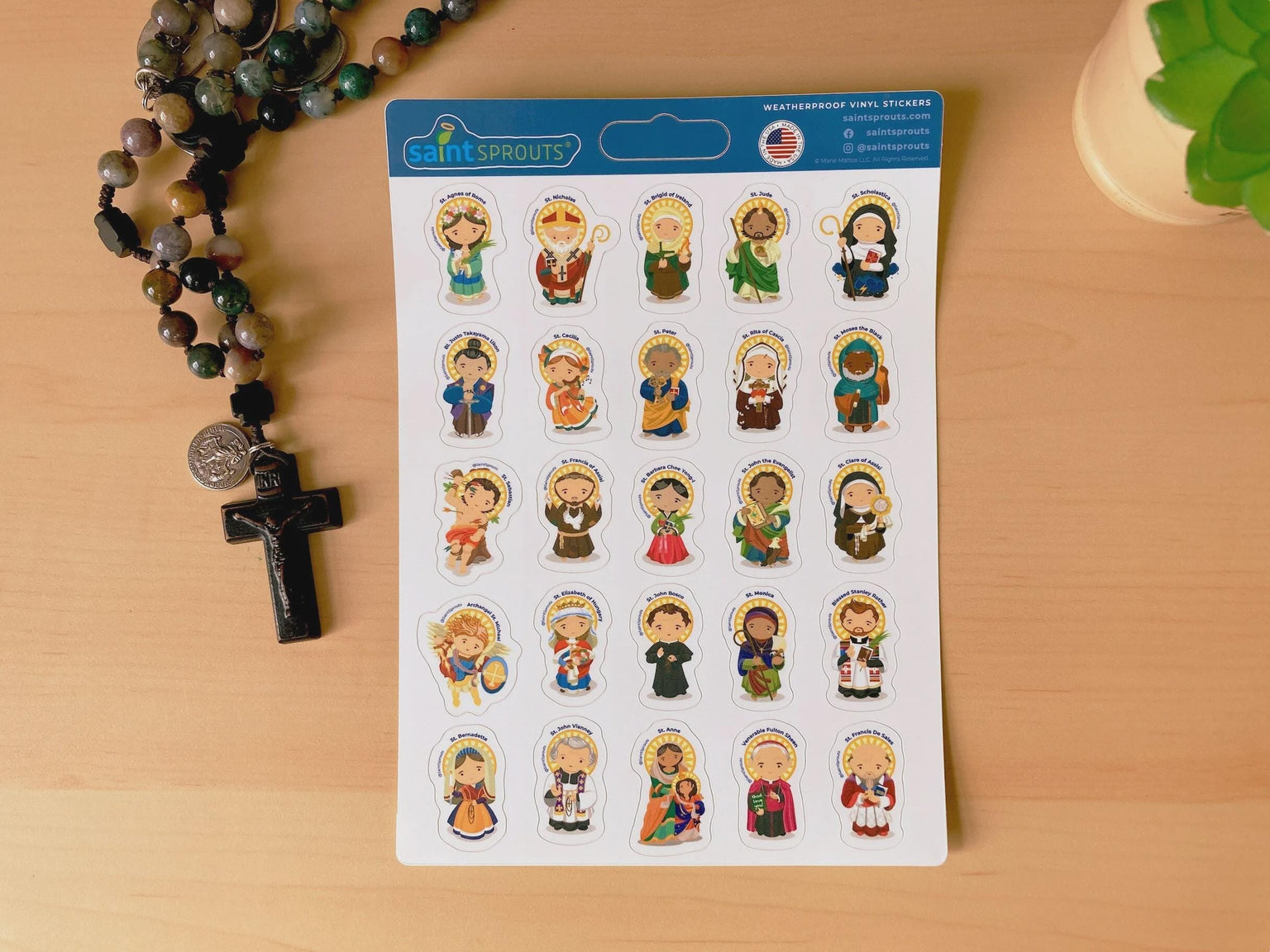 100 Saint Stickers Catholic Sticker Sheets - VERSIONS 1, 2, 3, 4