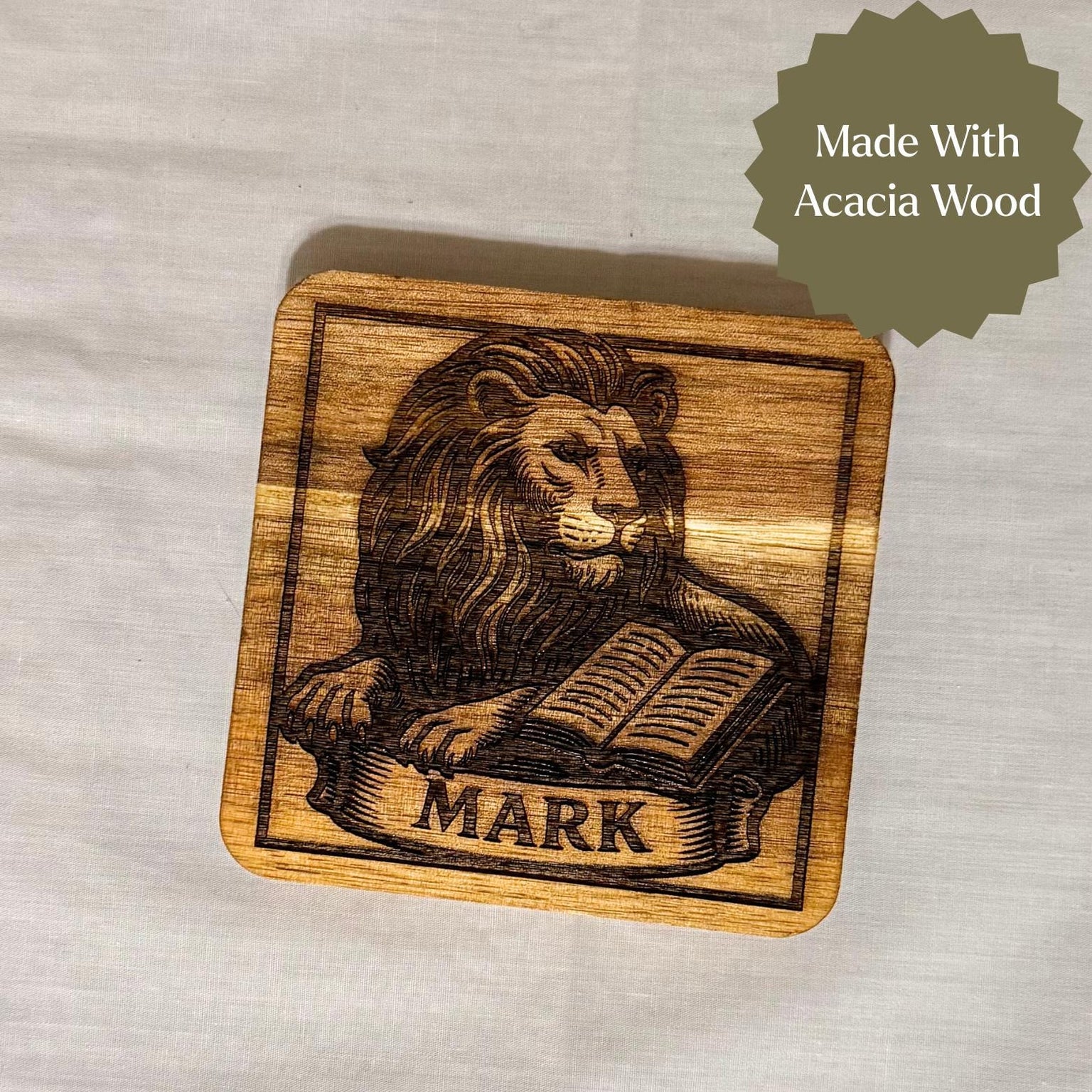 Wooden Evangelist Coaster Set