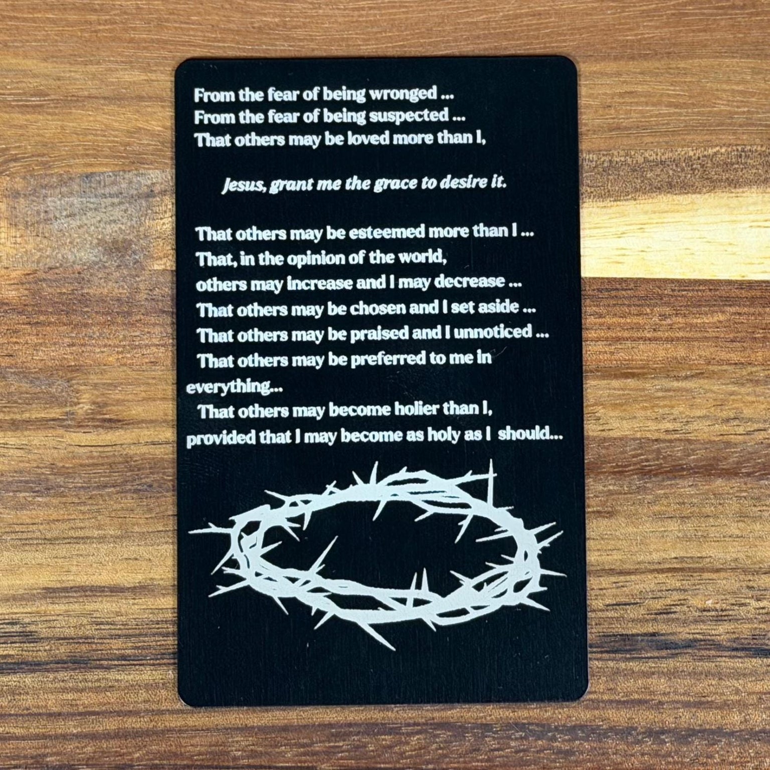 Litany of humility Premium Metal Prayer Card