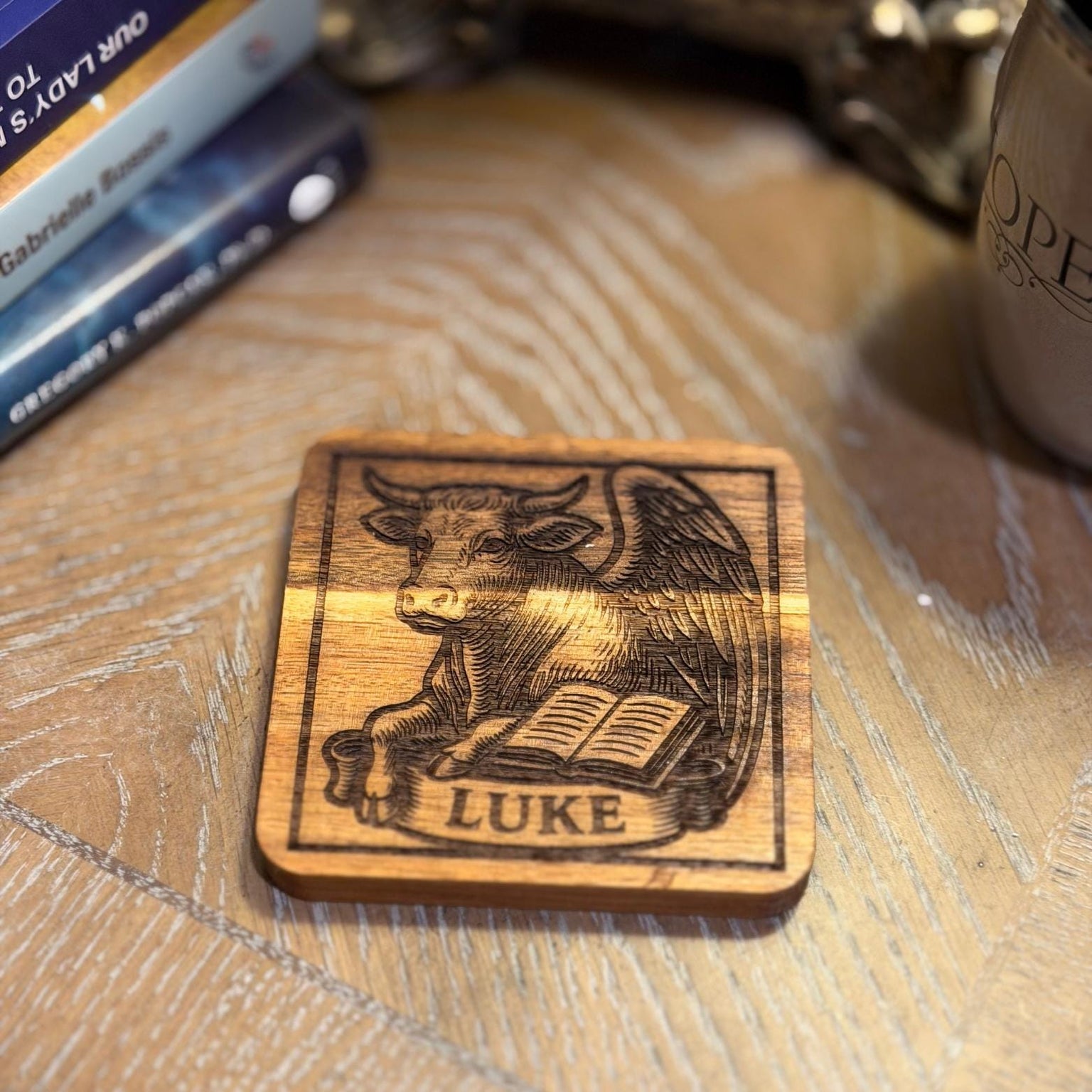 Wooden Evangelist Coaster Set