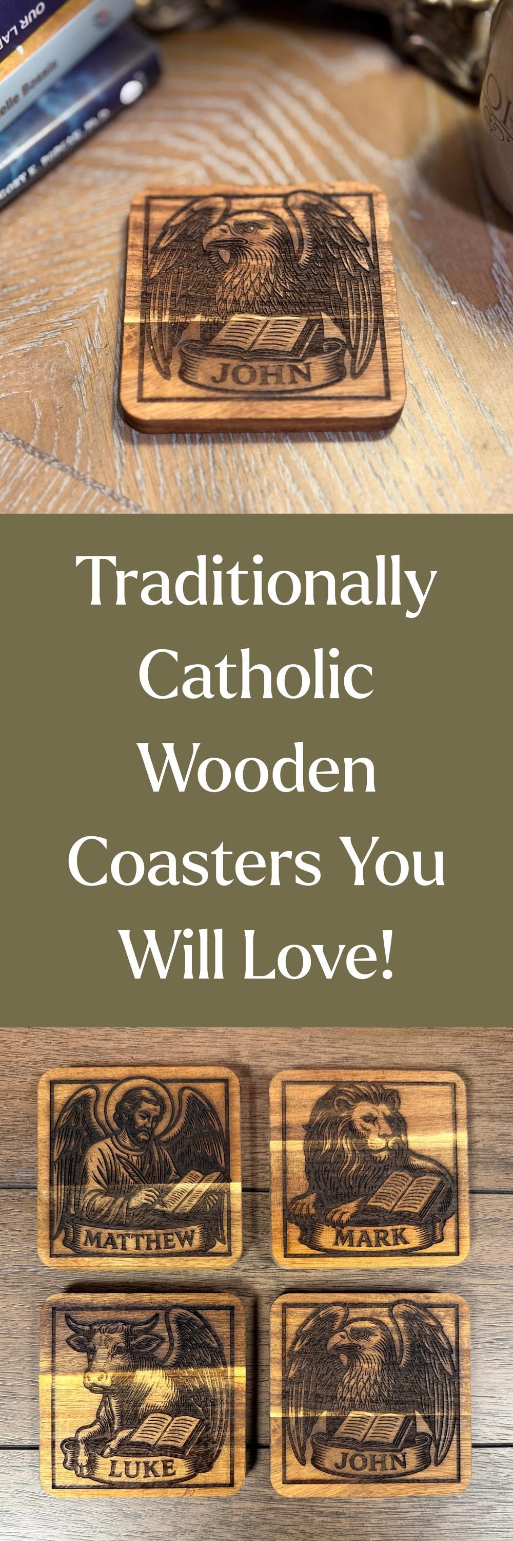 Wooden Evangelist Coaster Set