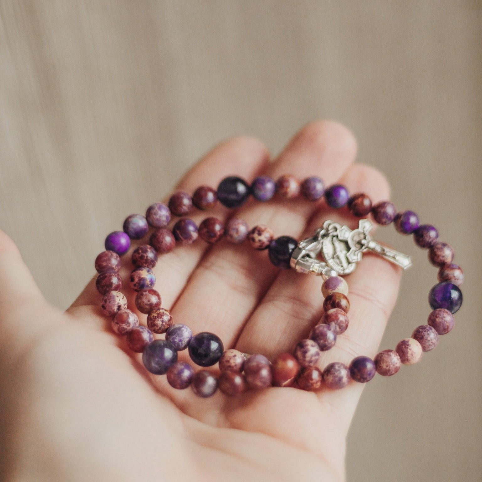 Penance | Purple Stretch & Wrap Rosary Bracelet | Small & Medium