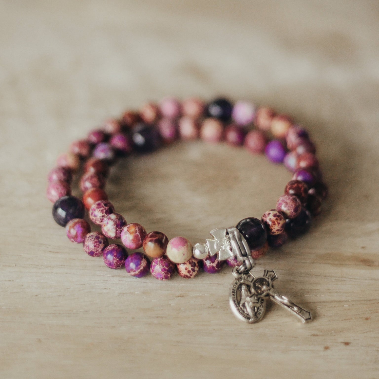 Penance | Purple Stretch & Wrap Rosary Bracelet | Small & Medium