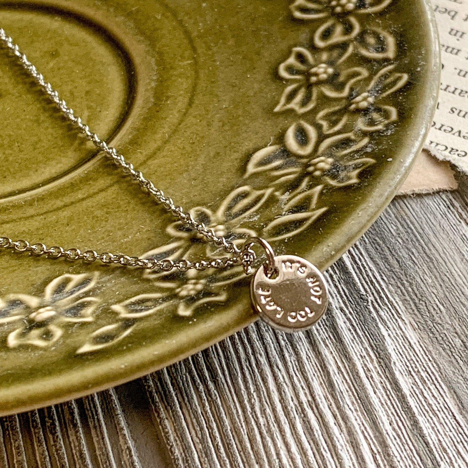 It's Not Too Late Silver Coin Necklace