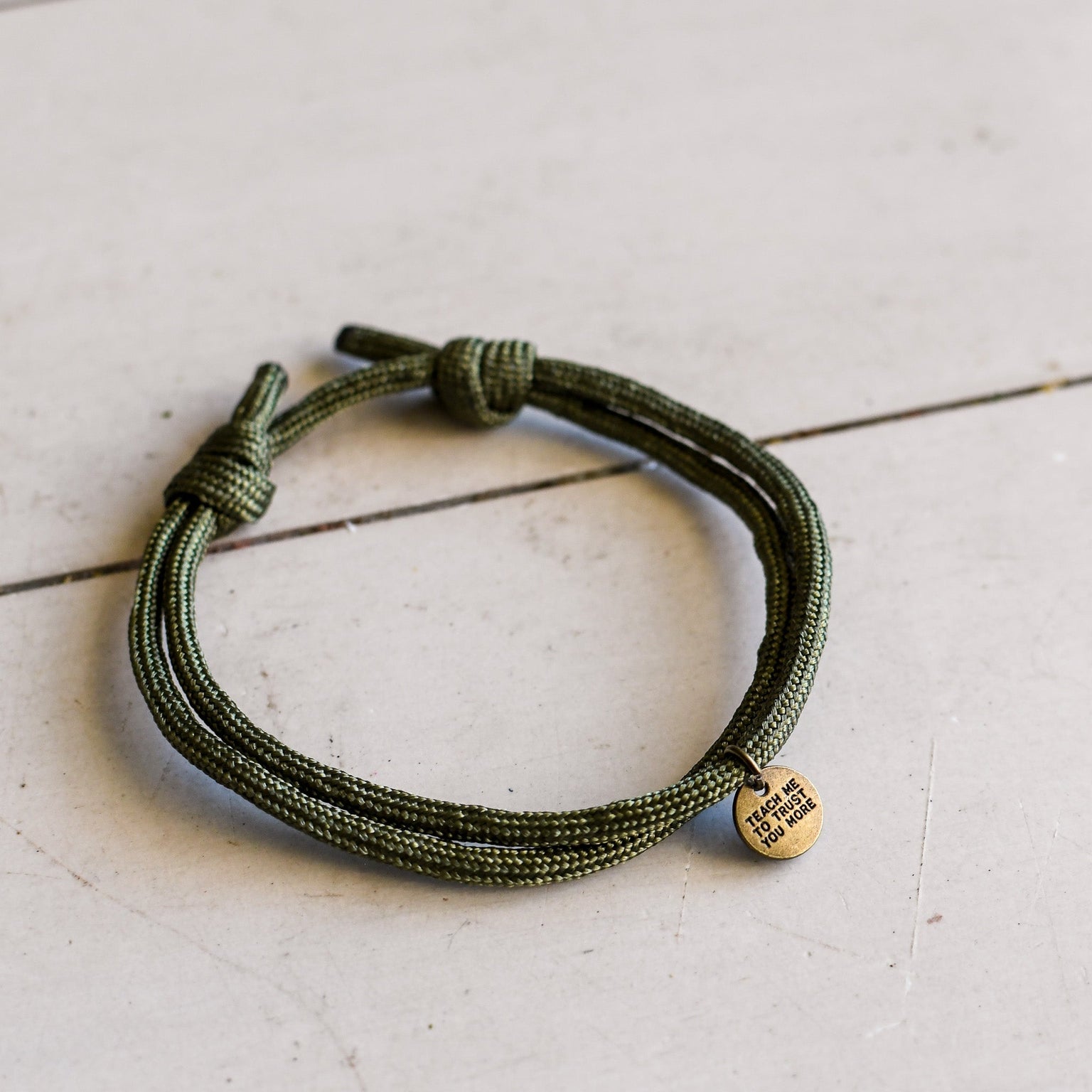 Jesus I Trust in You Olive Paracord Bracelet