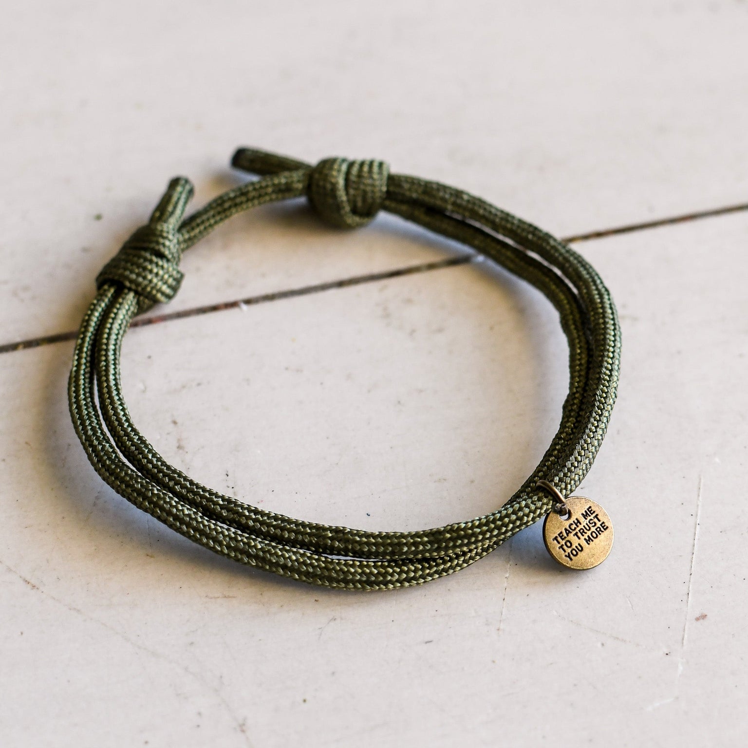 Jesus I Trust in You Olive Paracord Bracelet