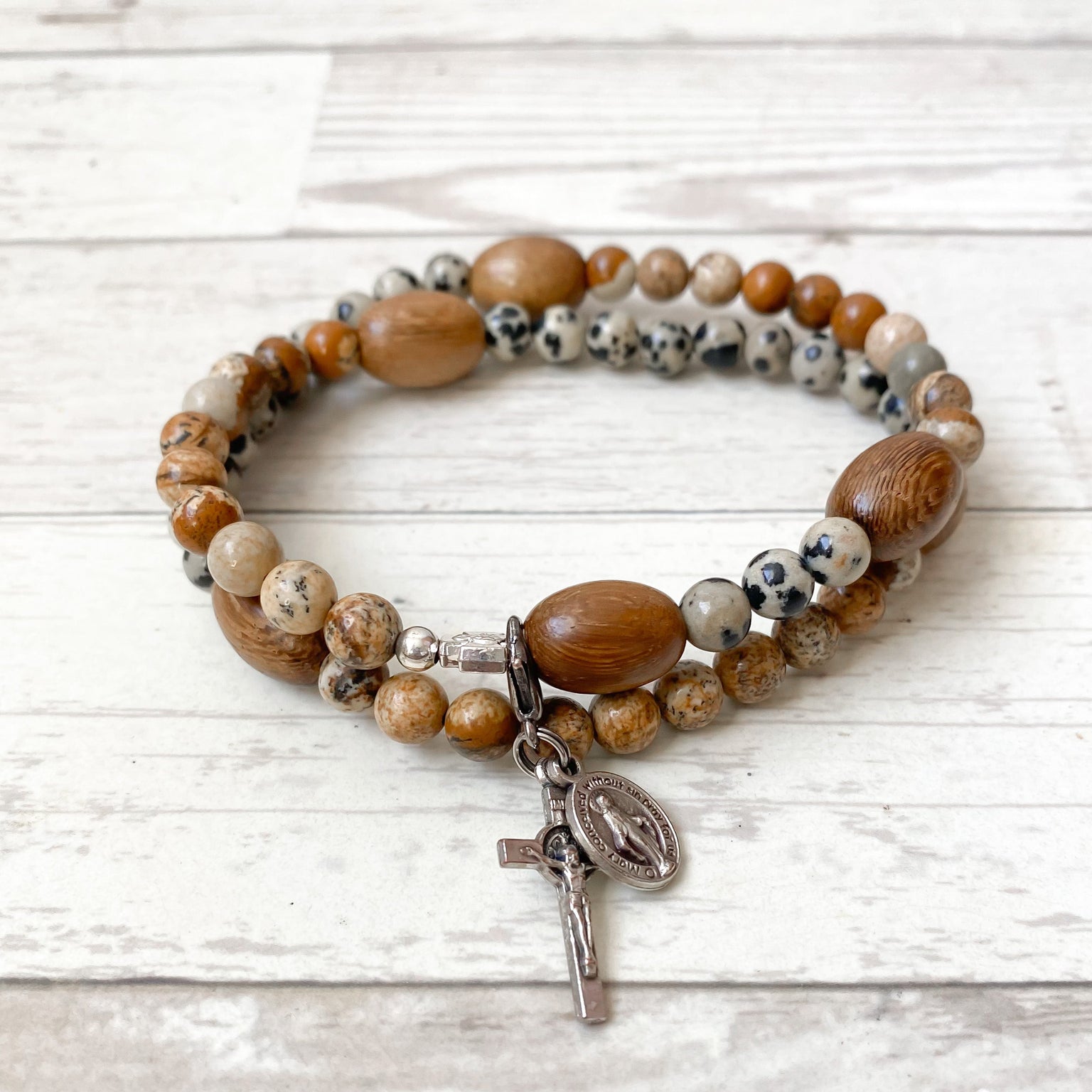 Tau Wood Bead Rosary Bracelet | The Catholic Company®