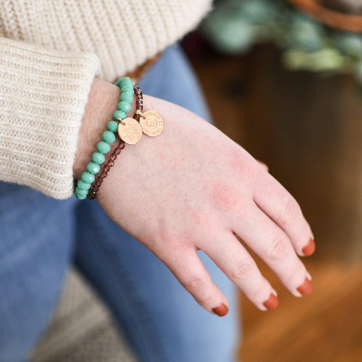 Loved Seen Known Purple Bicone Bracelet