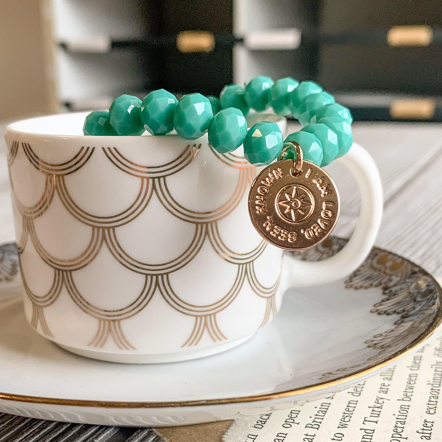 Loved, Seen & Known Teal Glass Bracelet